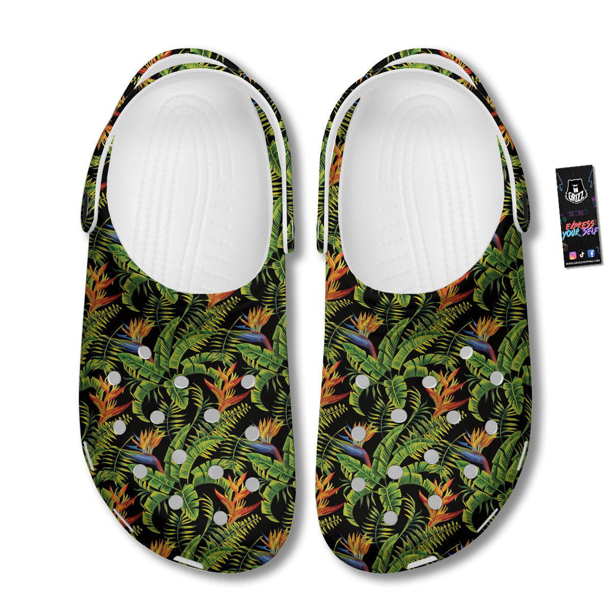 Hawaiian Banana Leaf Print Pattern Clog-grizzshop