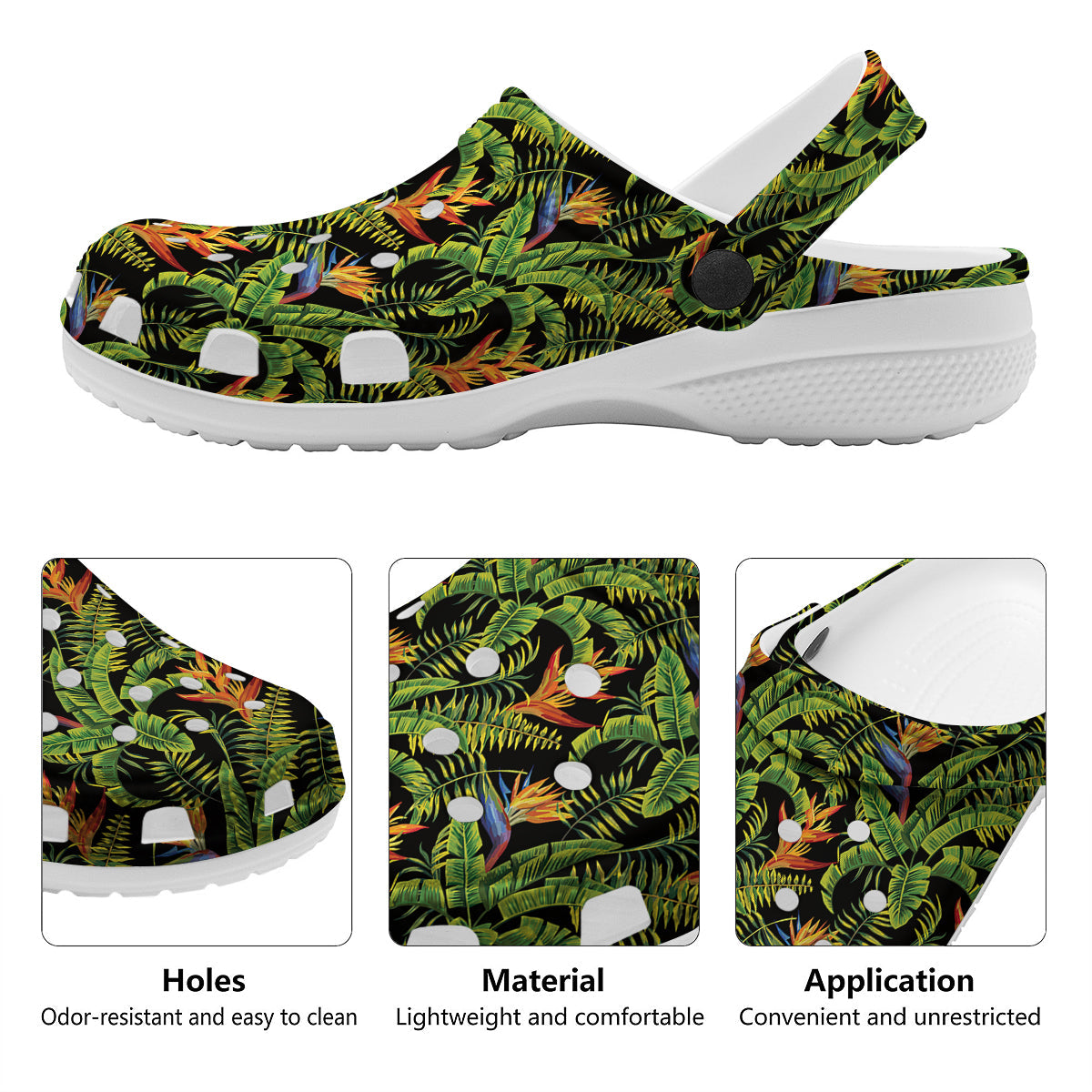Hawaiian Banana Leaf Print Pattern Clog-grizzshop