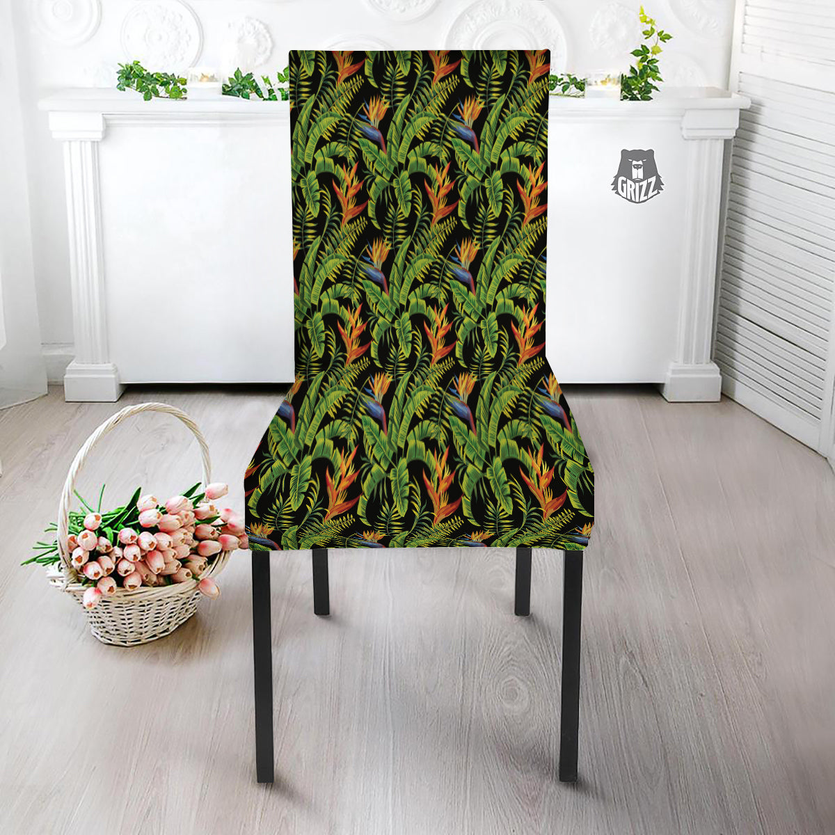 Hawaiian Banana Leaf Print Pattern Dining Chair Slipcover-grizzshop