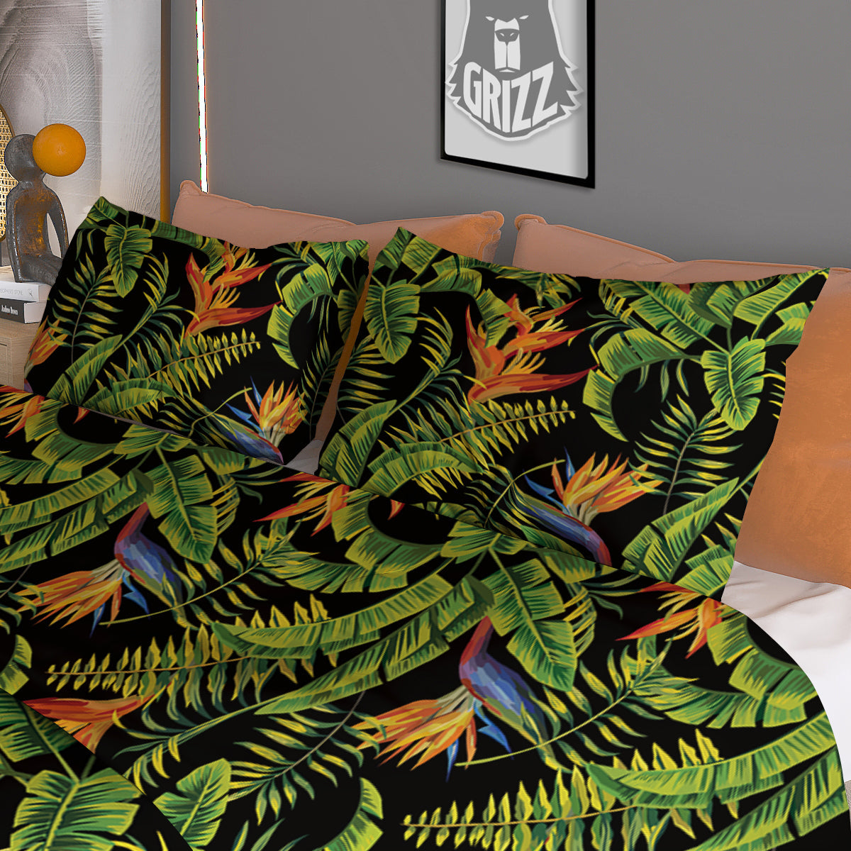 Hawaiian Banana Leaf Print Pattern Duvet Cover Bedding Set
