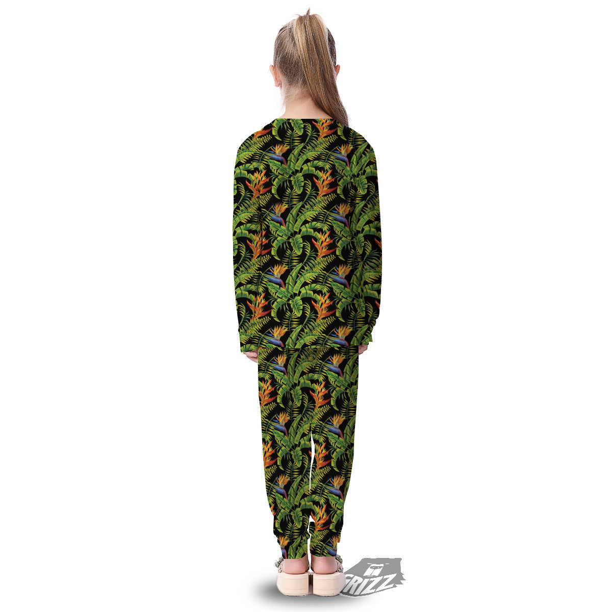 Hawaiian Banana Leaf Print Pattern Kid's Pajamas-grizzshop