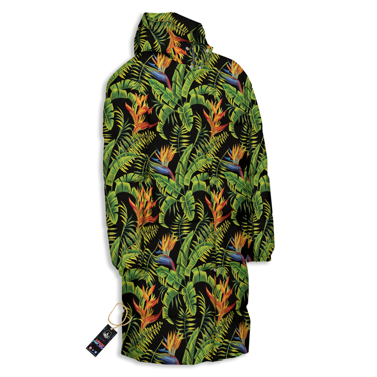 Hawaiian Banana Leaf Print Pattern Long Down Jacket-grizzshop