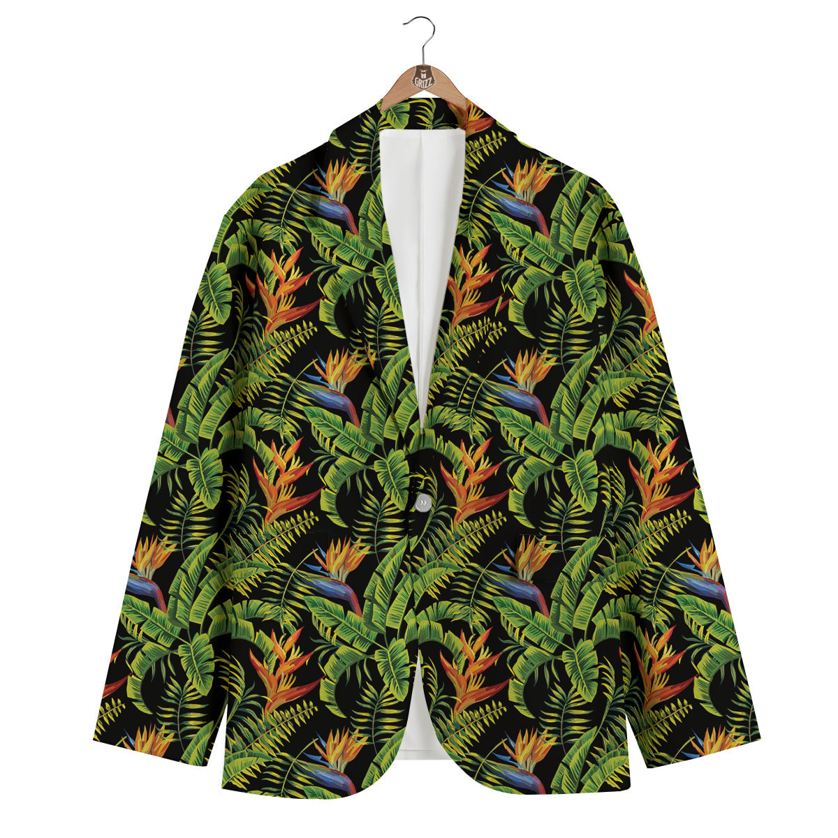 Hawaiian Banana Leaf Print Pattern Men's Blazer-grizzshop