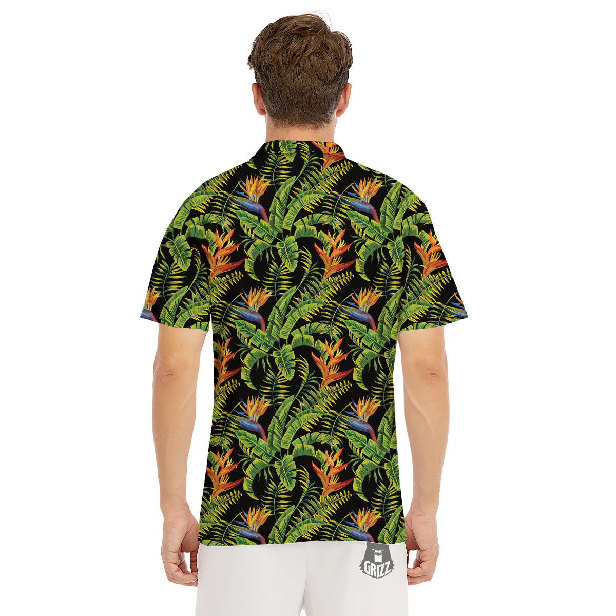Hawaiian Banana Leaf Print Pattern Men's Golf Shirts-grizzshop