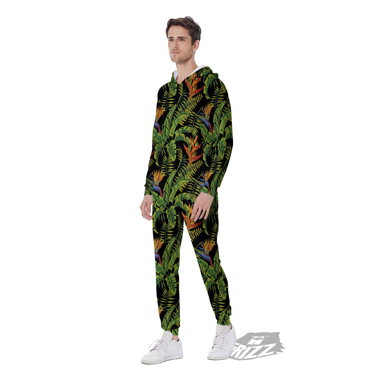 Hawaiian Banana Leaf Print Pattern Men's Jumpsuit-grizzshop