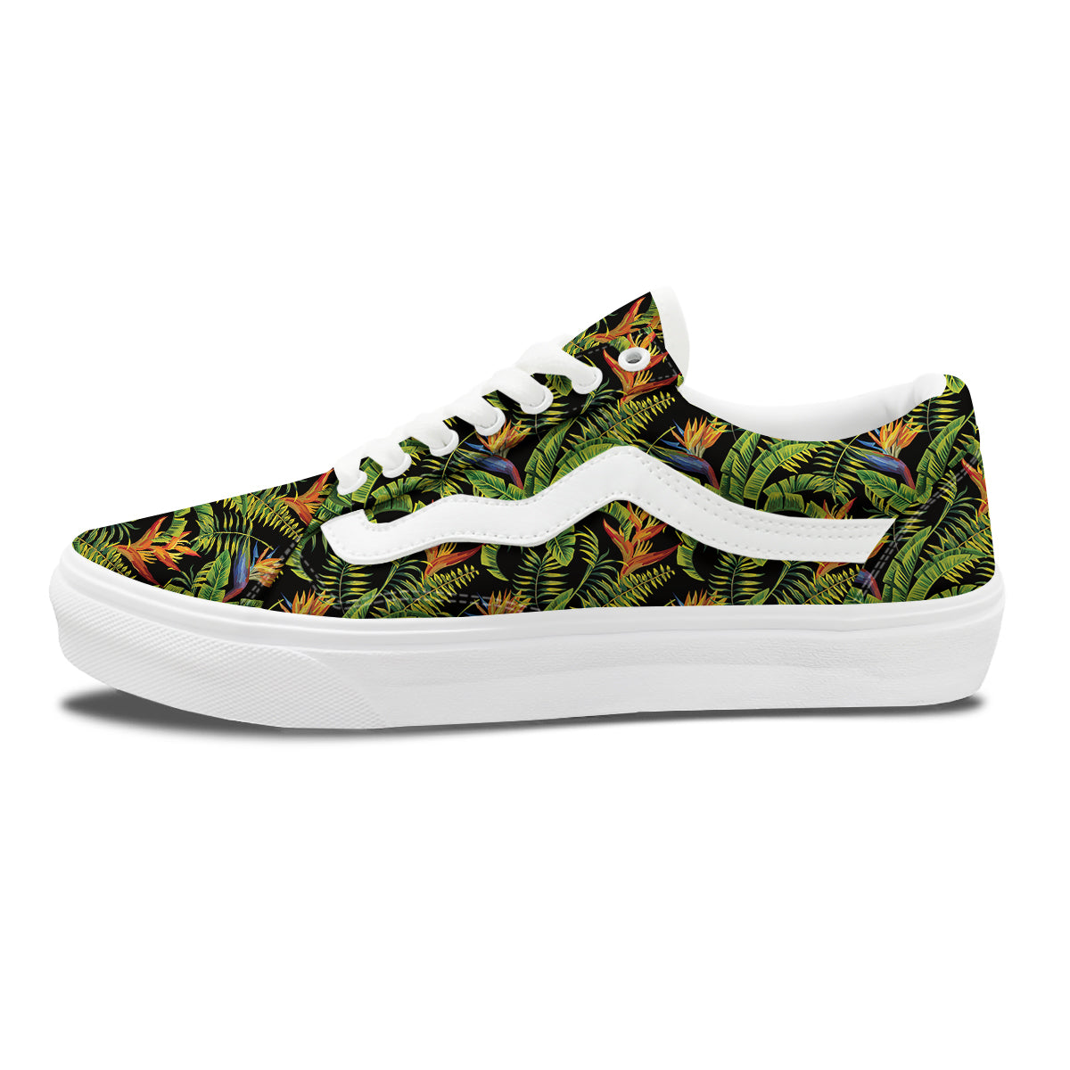 Hawaiian Banana Leaf Print Pattern Skate Shoes-grizzshop