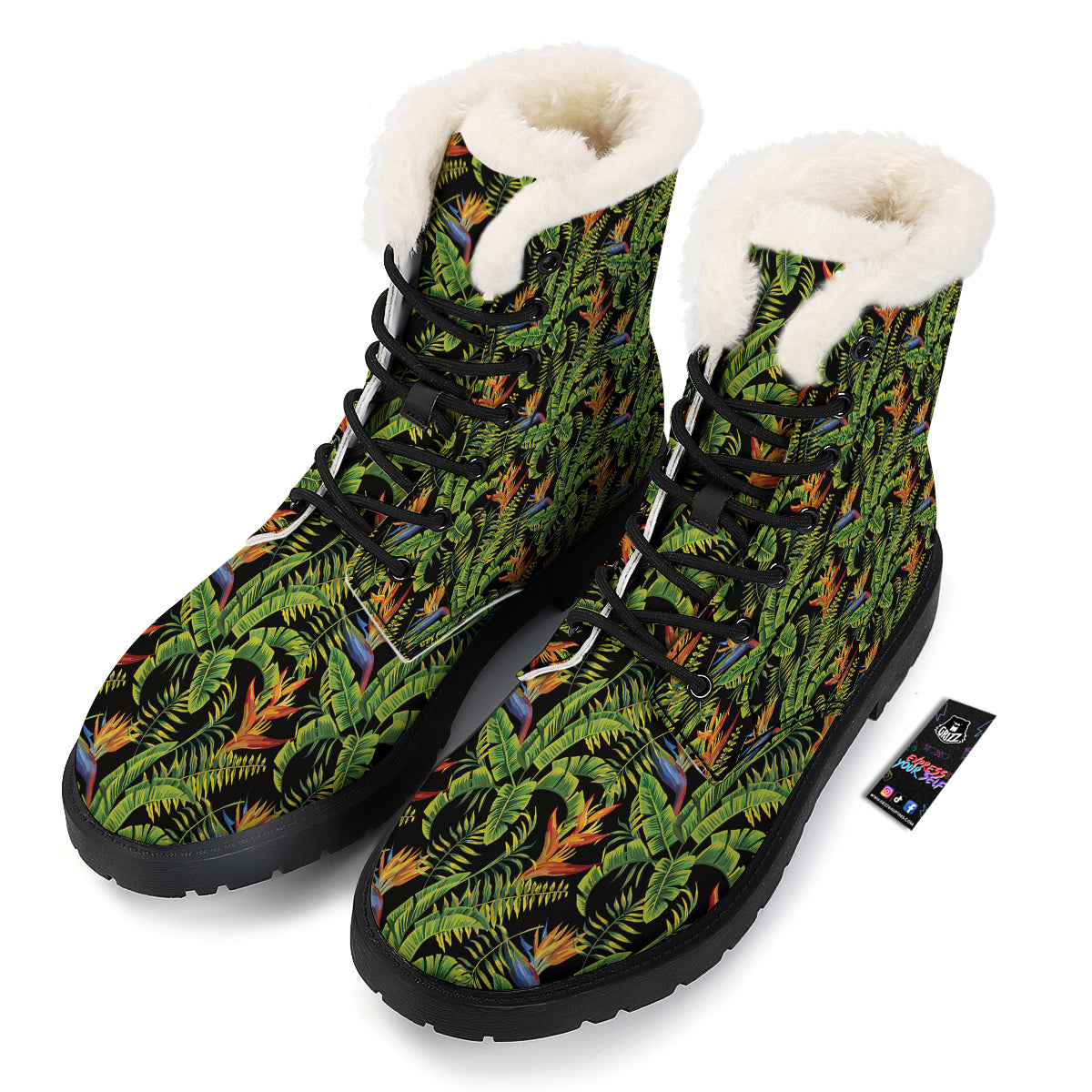 Hawaiian Banana Leaf Print Pattern Winter Boots-grizzshop