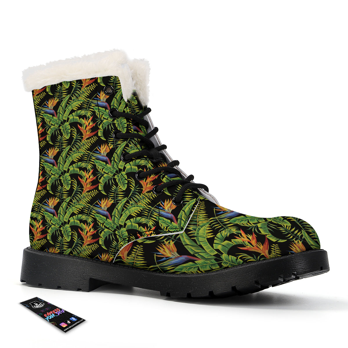 Hawaiian Banana Leaf Print Pattern Winter Boots-grizzshop