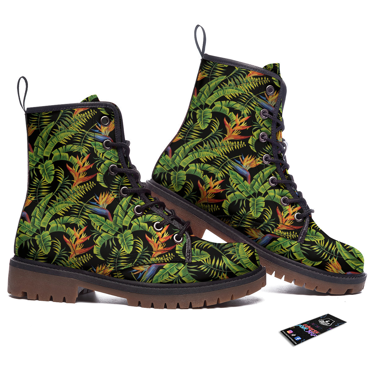 Hawaiian Banana Leaf Print Pattern Work Boots-grizzshop