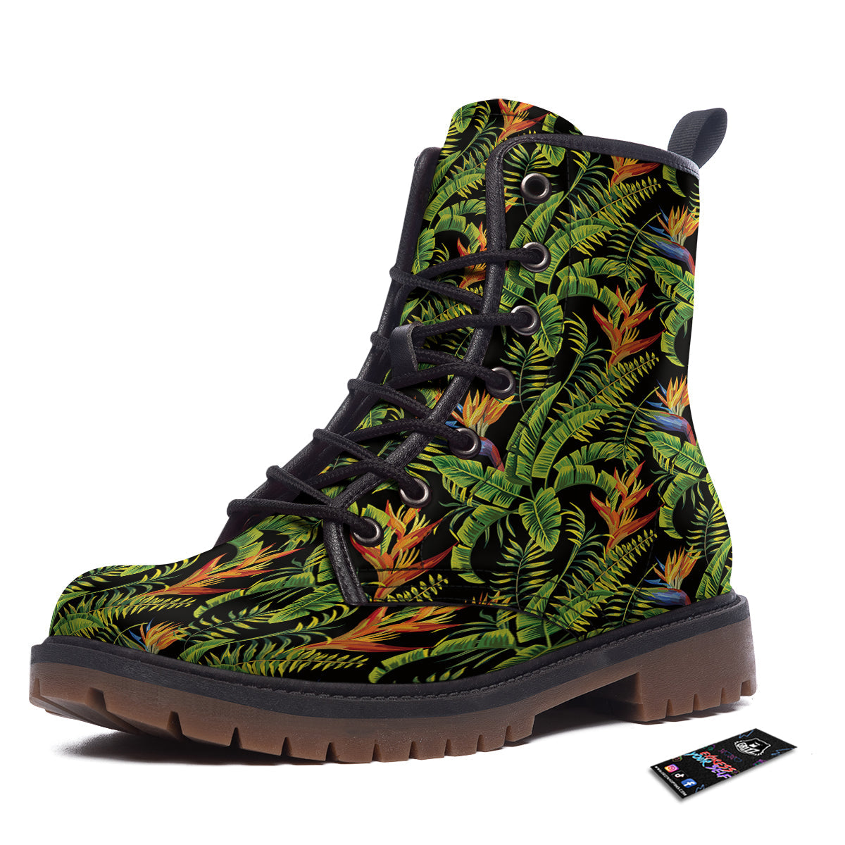Hawaiian Banana Leaf Print Pattern Work Boots-grizzshop