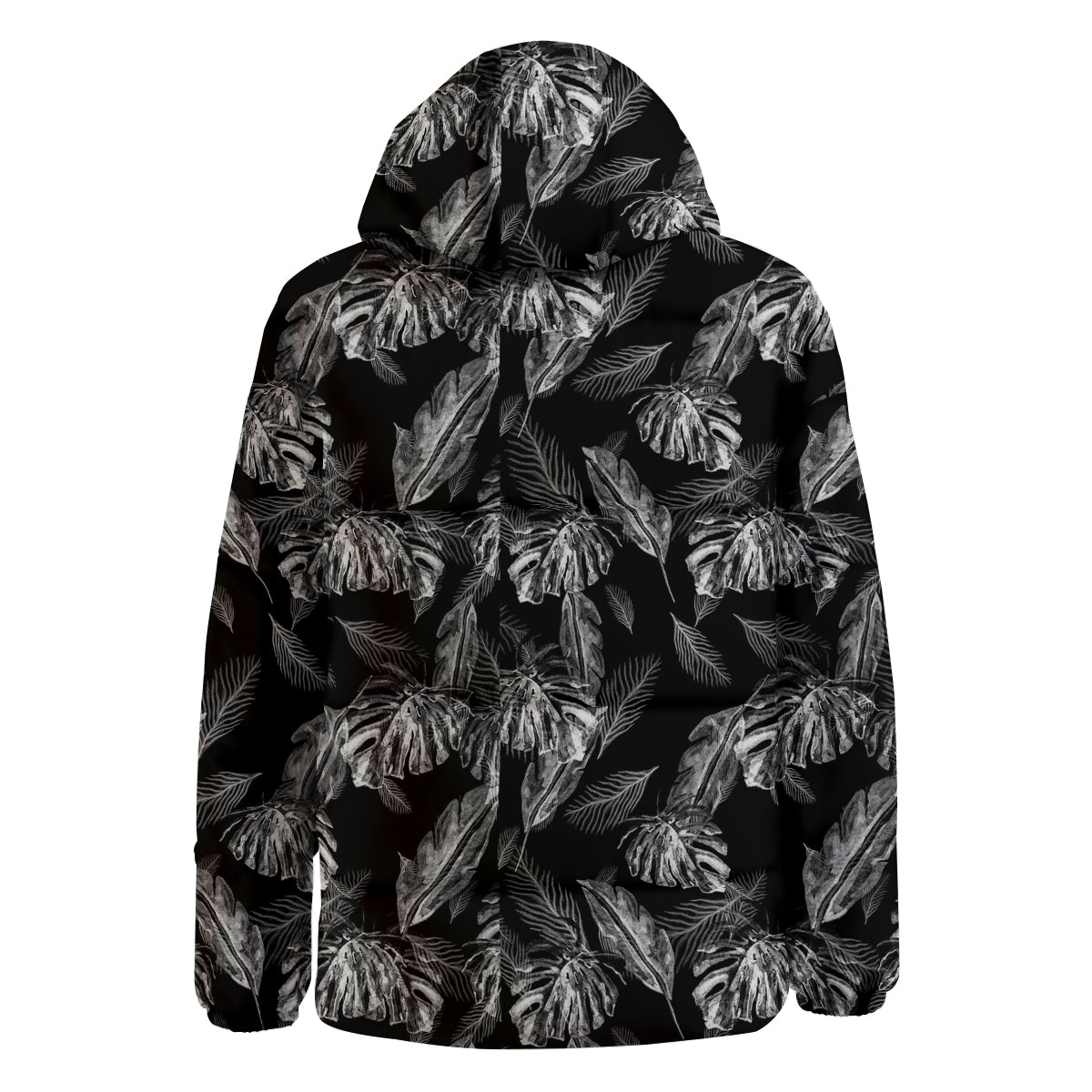 Hawaiian Black And White Print Pattern Down Jacket-grizzshop