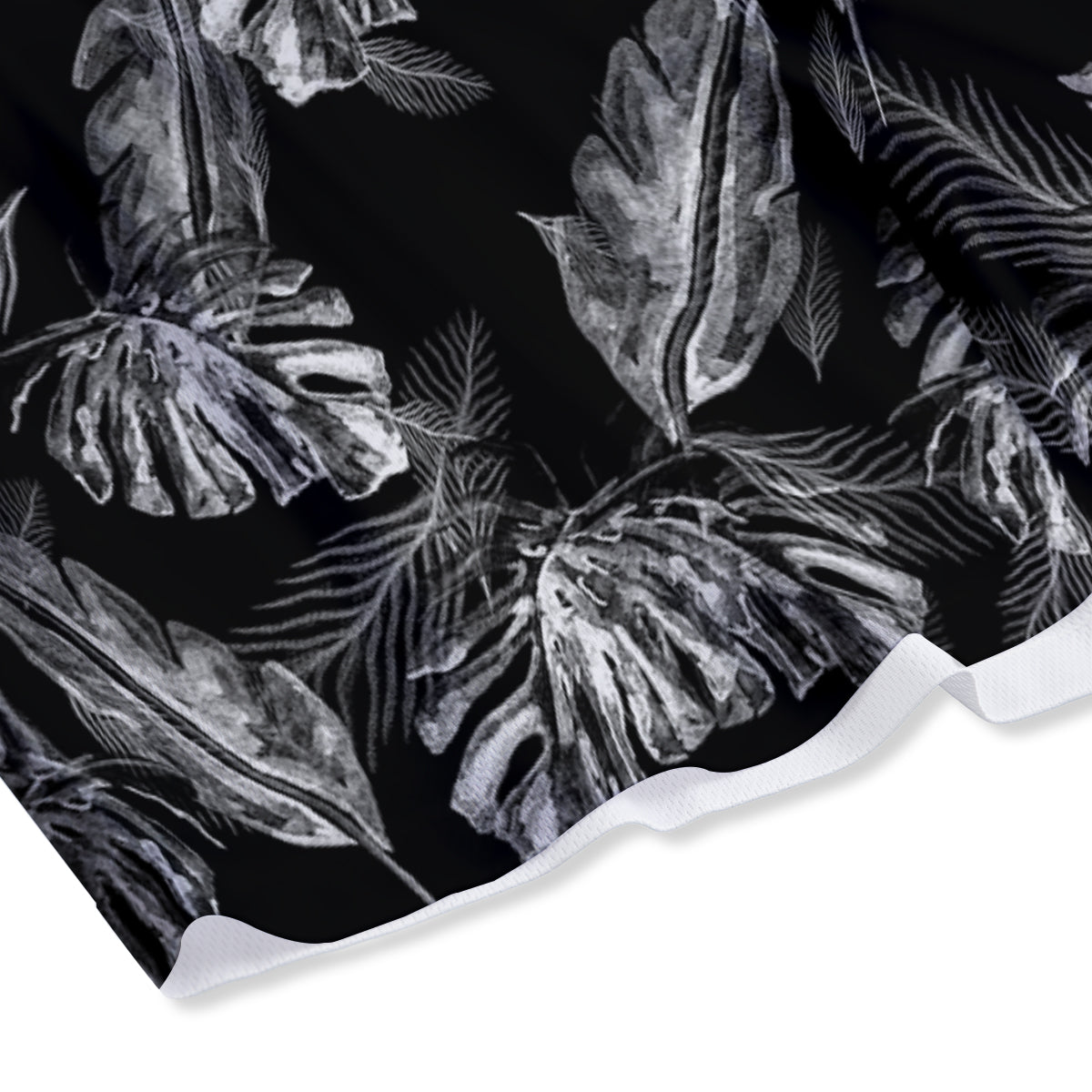 Hawaiian Black And White Print Pattern Mesh Shorts