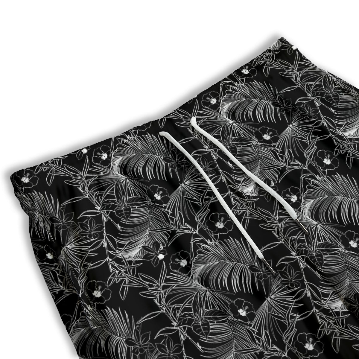 Hawaiian Black Tropical Print Pattern Men's Athletic Shorts