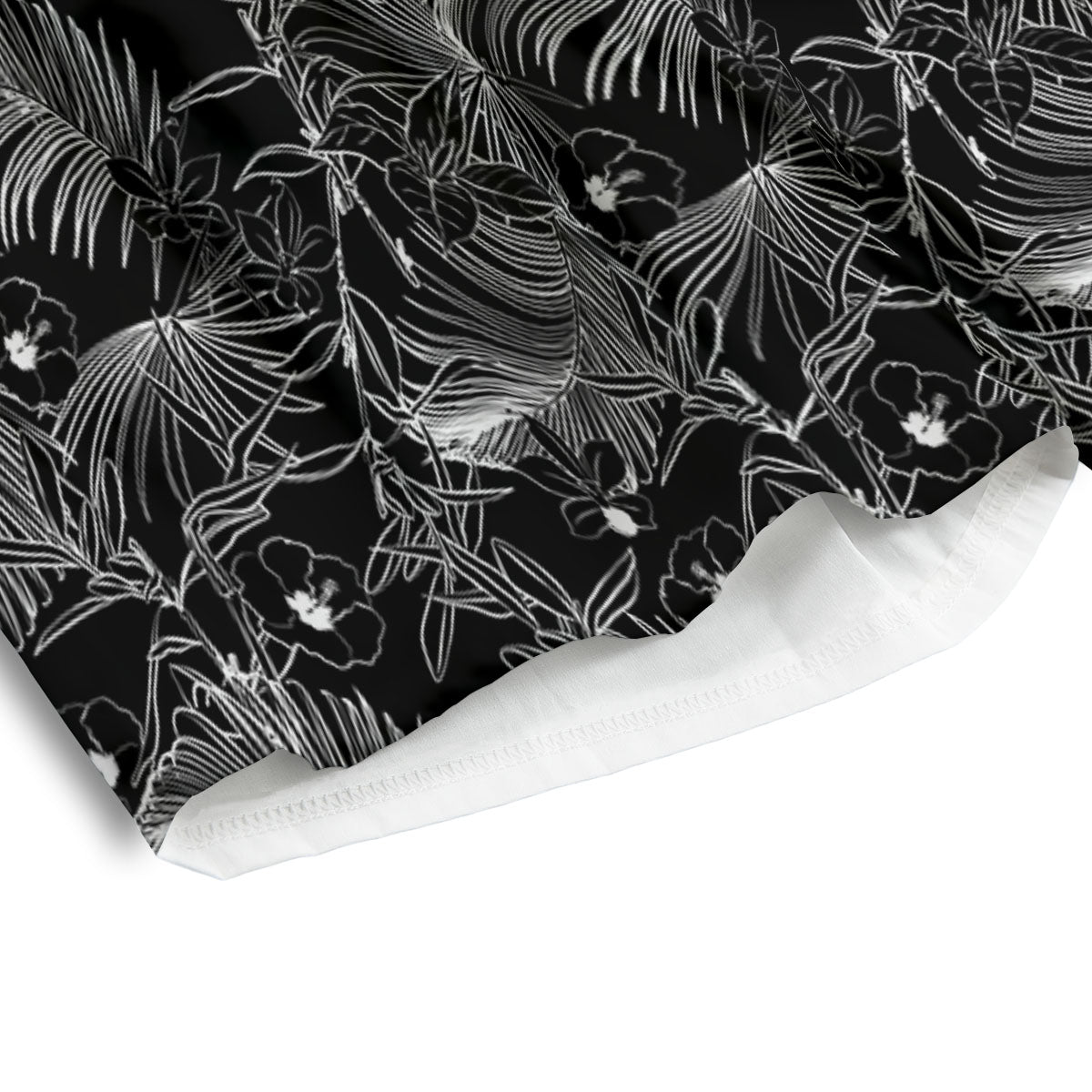 Hawaiian Black Tropical Print Pattern Men's Athletic Shorts