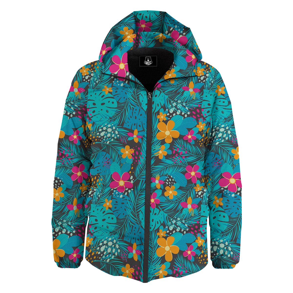 Hawaiian Exotic Tropical Print Pattern Down Jacket-grizzshop