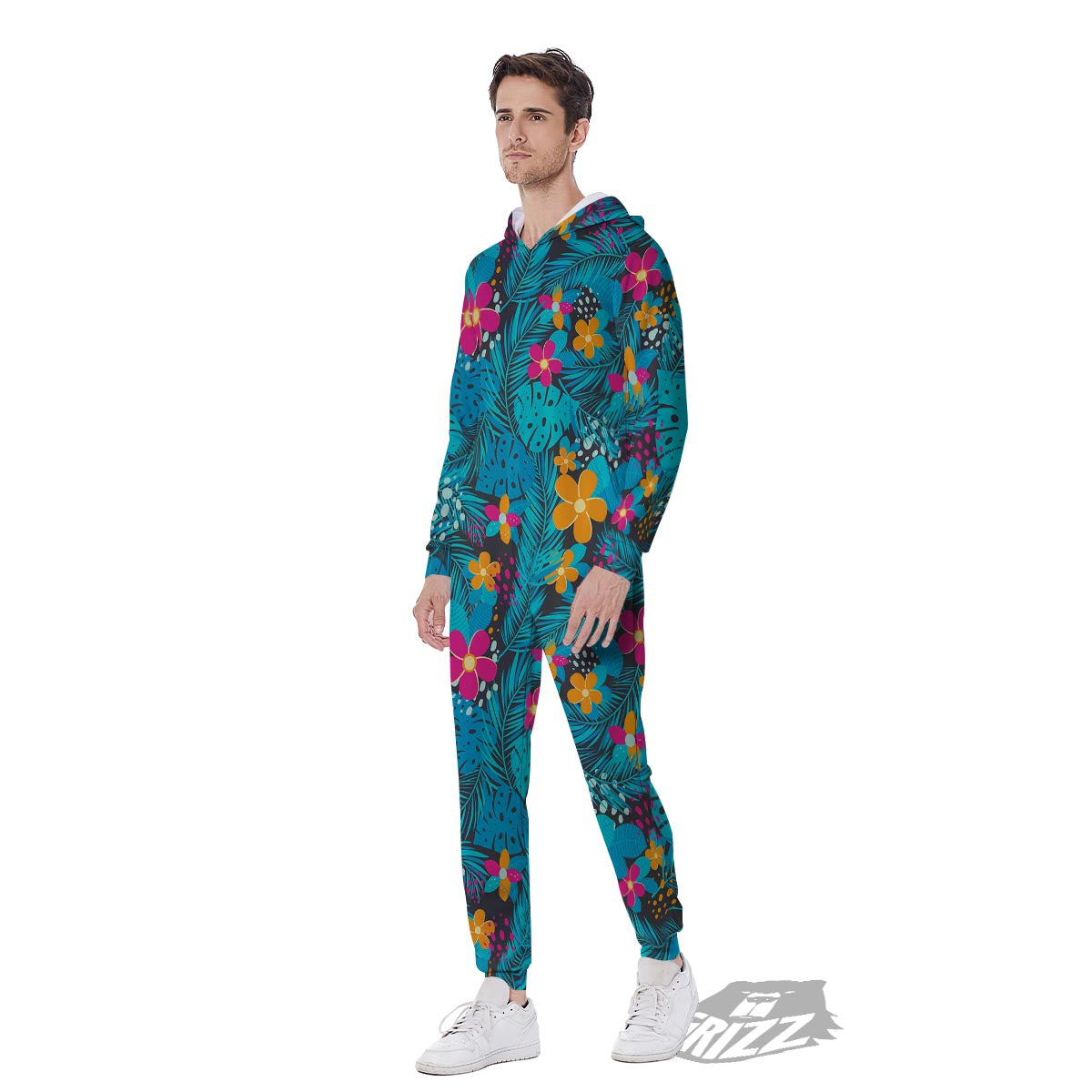Hawaiian Exotic Tropical Print Pattern Men's Jumpsuit-grizzshop