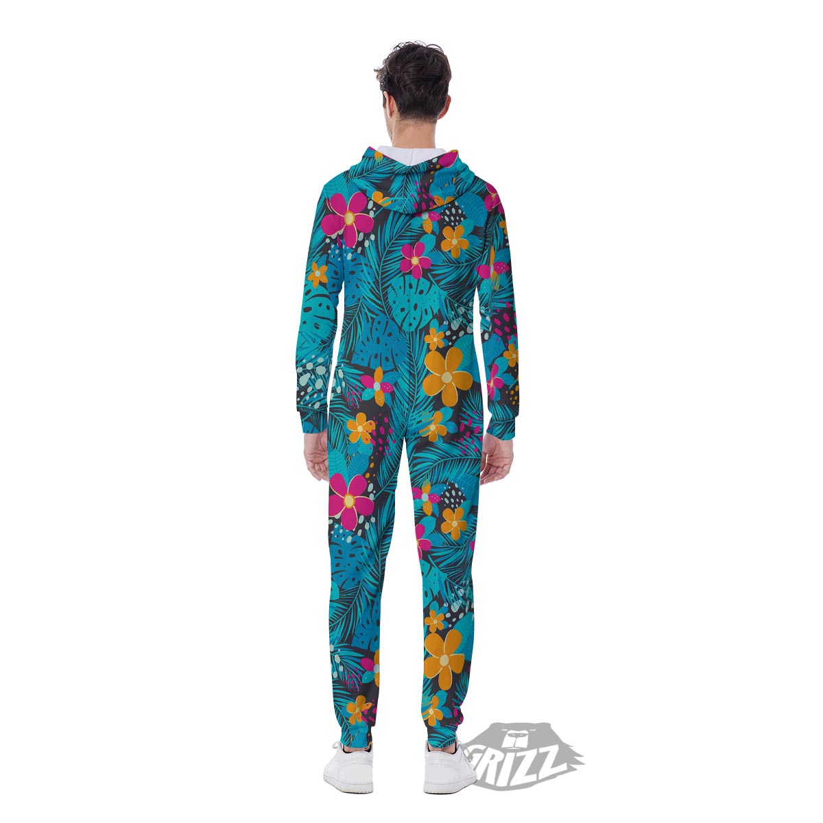 Hawaiian Exotic Tropical Print Pattern Men's Jumpsuit-grizzshop