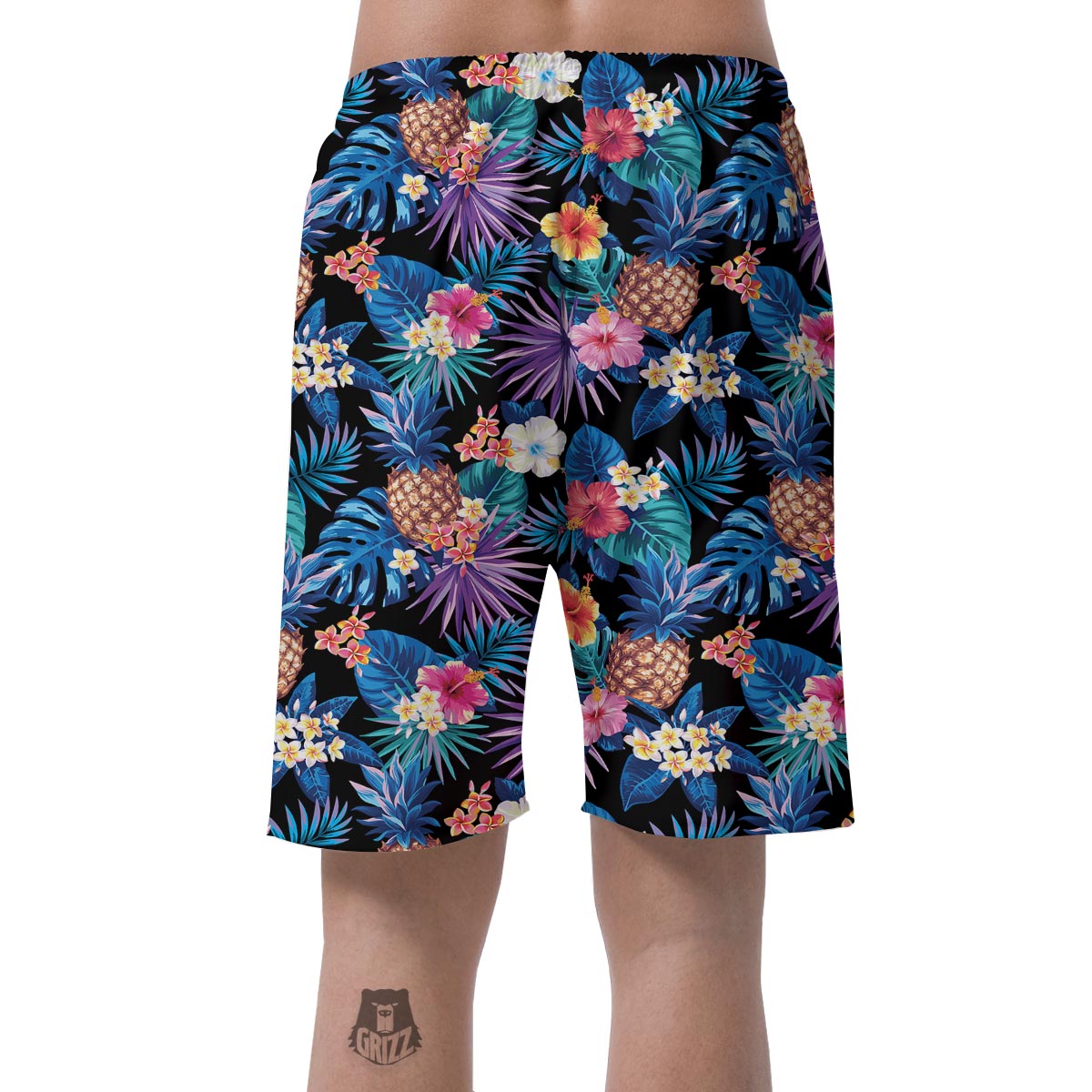 Hawaiian Floral Pineapple Print Men's Shorts-grizzshop