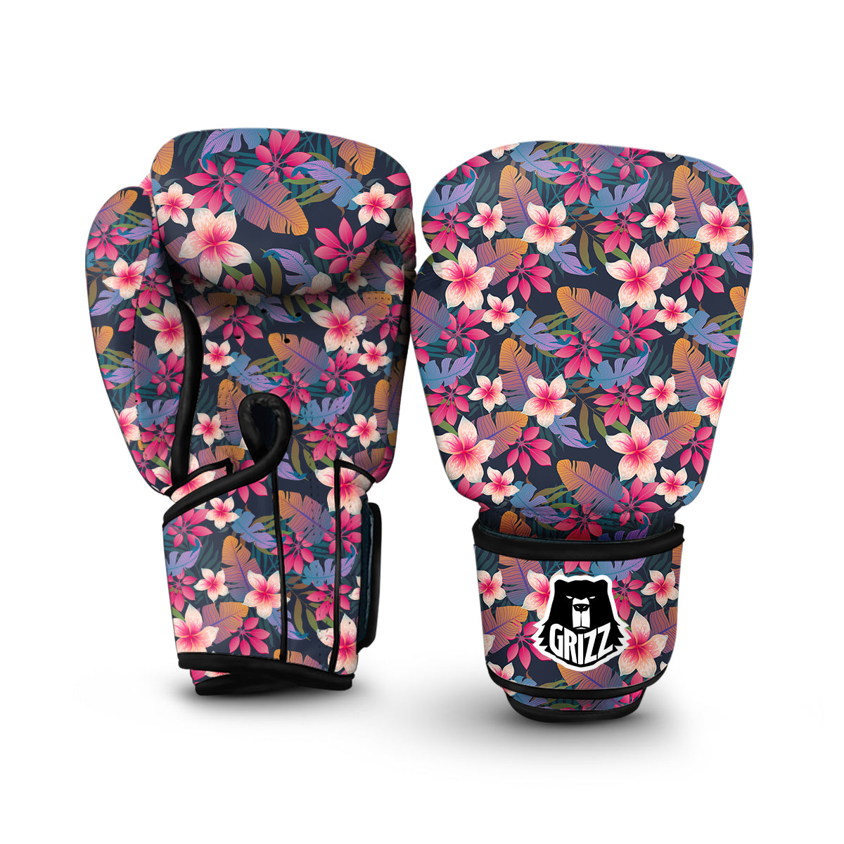 Hawaiian Floral Tropical Flower Hibiscus Palm Leaves Pattern Print Boxing Gloves-grizzshop