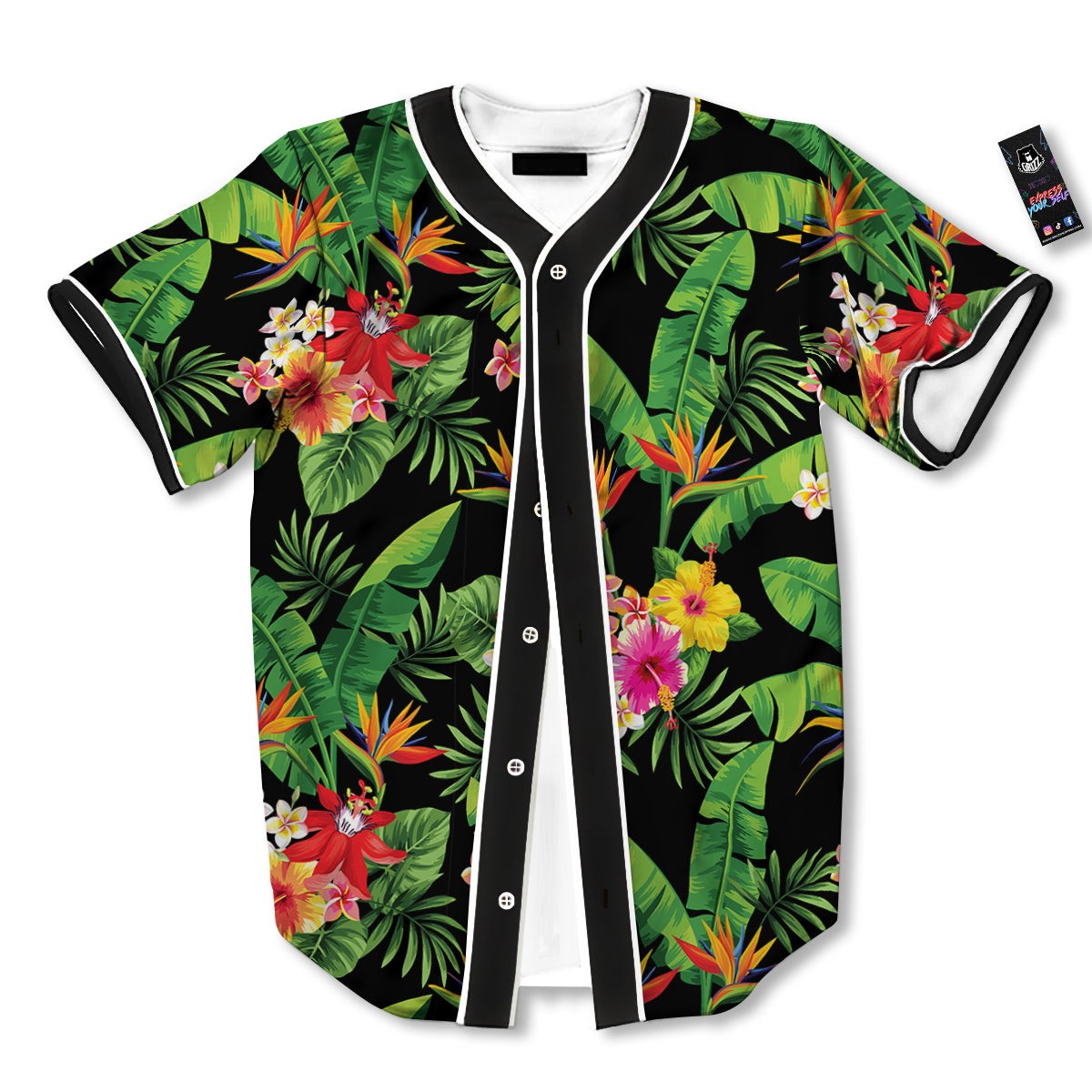 Hawaiian Flower And Tropical Leaf Print Pattern Baseball Jersey-grizzshop