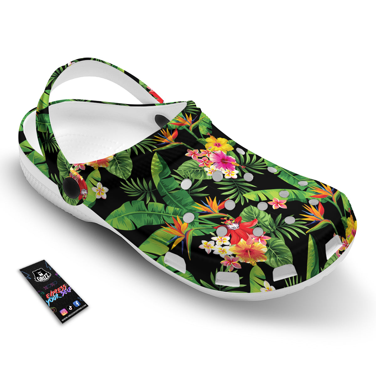Hawaiian Flower And Tropical Leaf Print Pattern Clog-grizzshop
