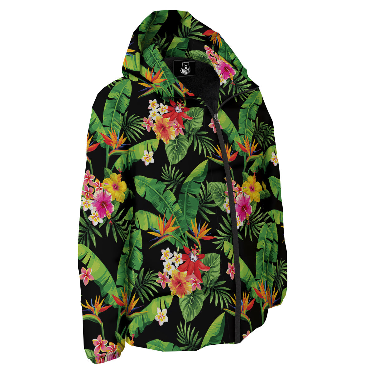 Hawaiian Flower And Tropical Leaf Print Pattern Down Jacket-grizzshop