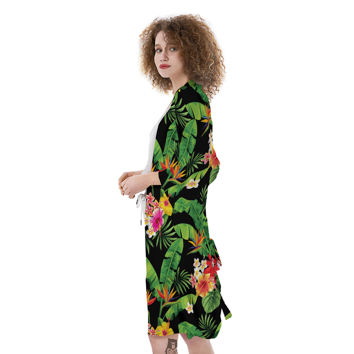 Hawaiian Flower And Tropical Leaf Print Pattern Kimono-grizzshop