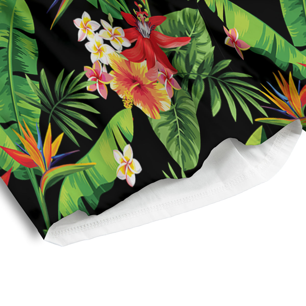 Hawaiian Flower And Tropical Leaf Print Pattern Men's Athletic Shorts
