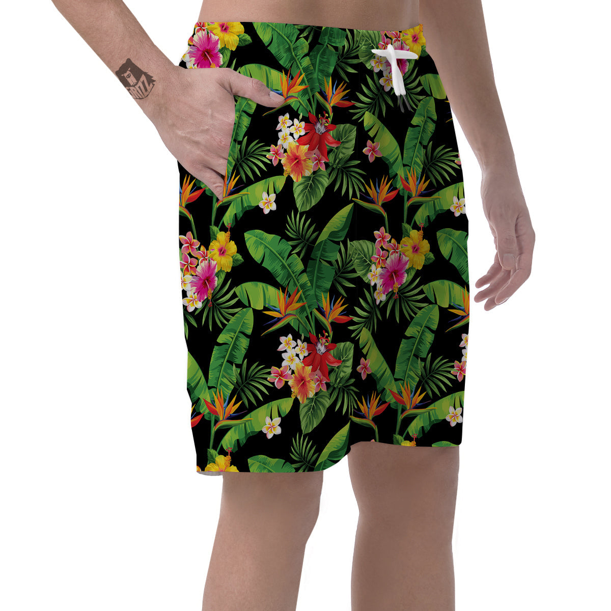 Hawaiian Flower And Tropical Leaf Print Pattern Men's Shorts-grizzshop