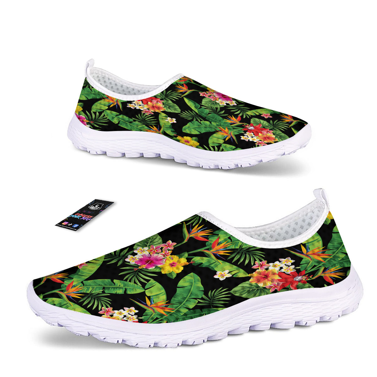 Hawaiian Flower And Tropical Leaf Print Pattern Nurse Shoes-grizzshop