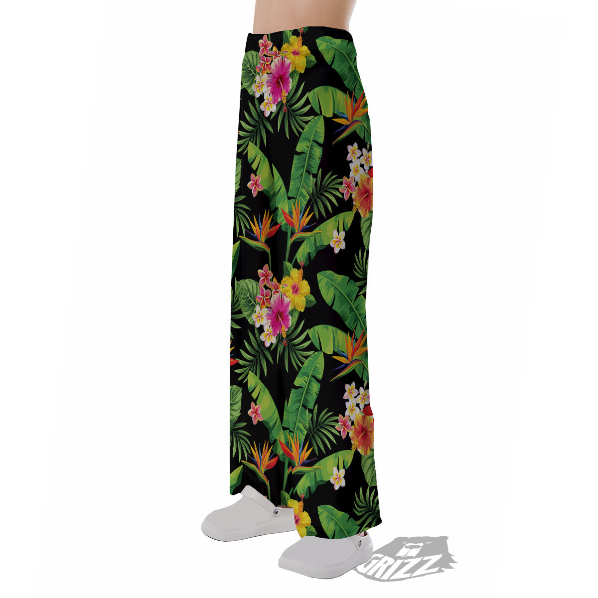 Hawaiian Flower And Tropical Leaf Print Pattern Pajama Pants-grizzshop