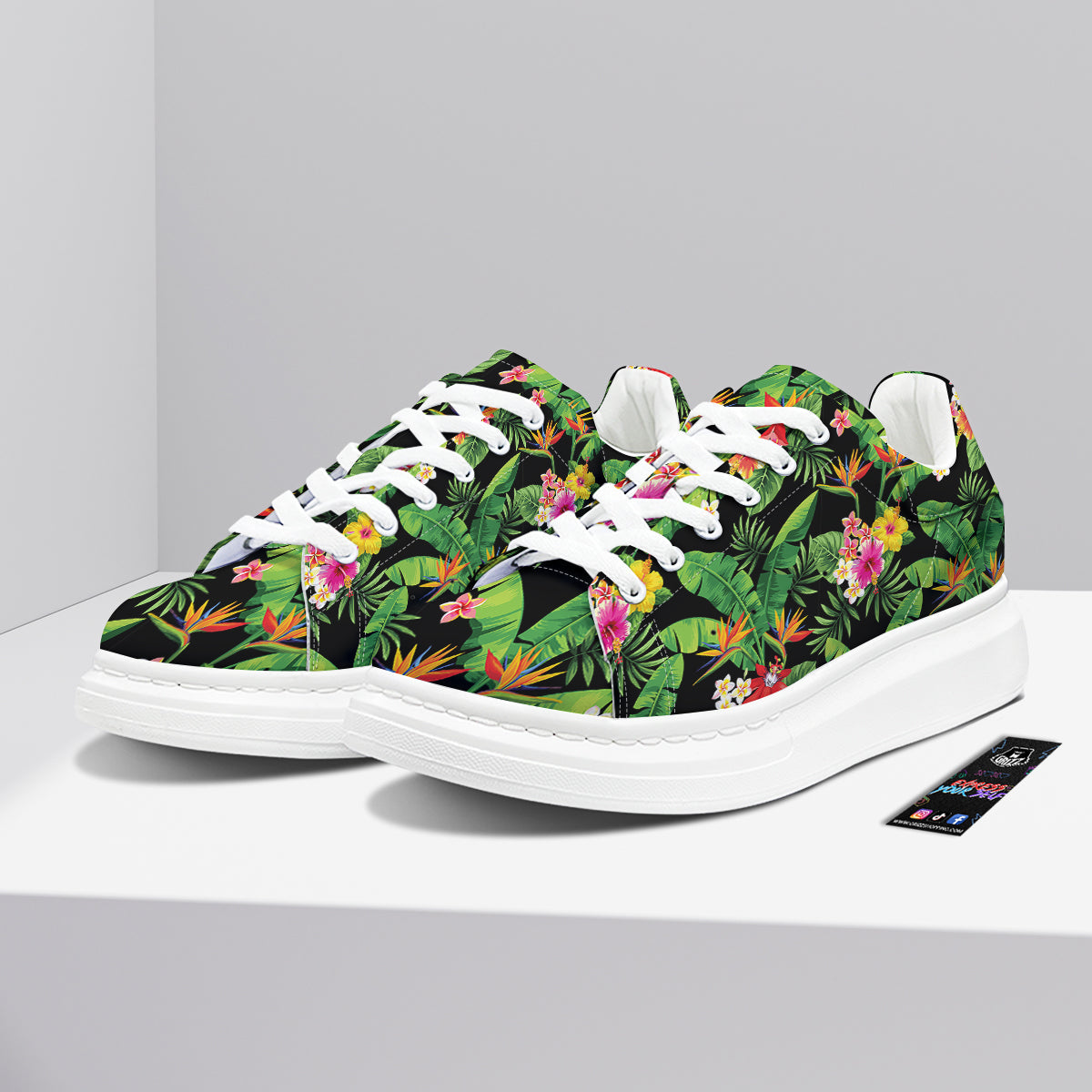 Hawaiian Flower And Tropical Leaf Print Pattern Platform Shoes-grizzshop