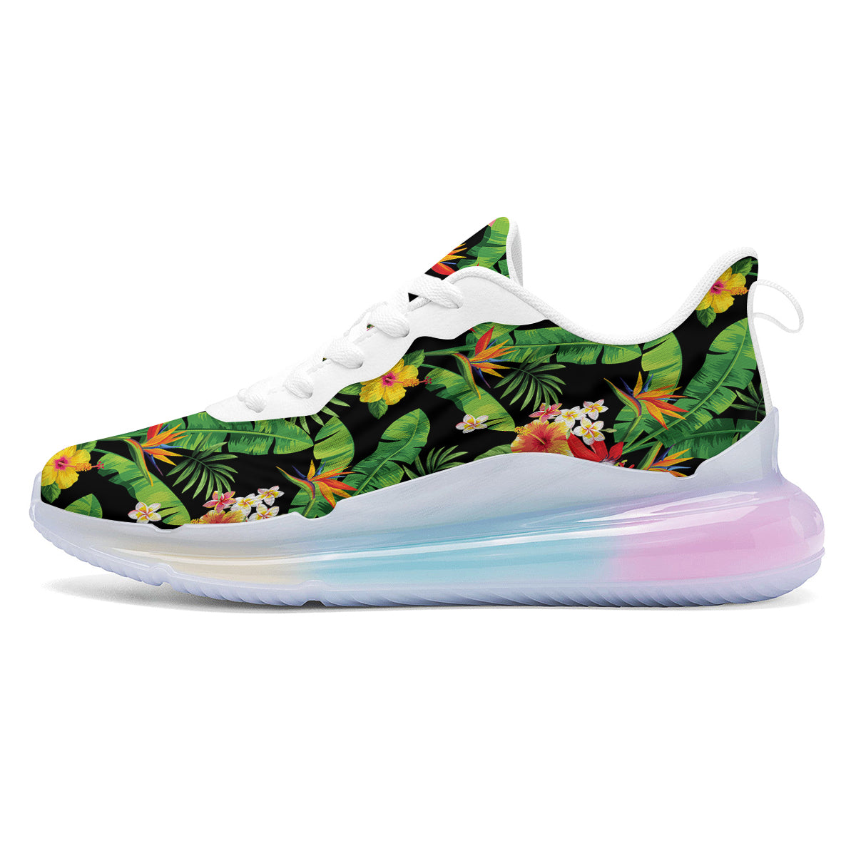Hawaiian Flower And Tropical Leaf Print Pattern Running Sneakers-grizzshop