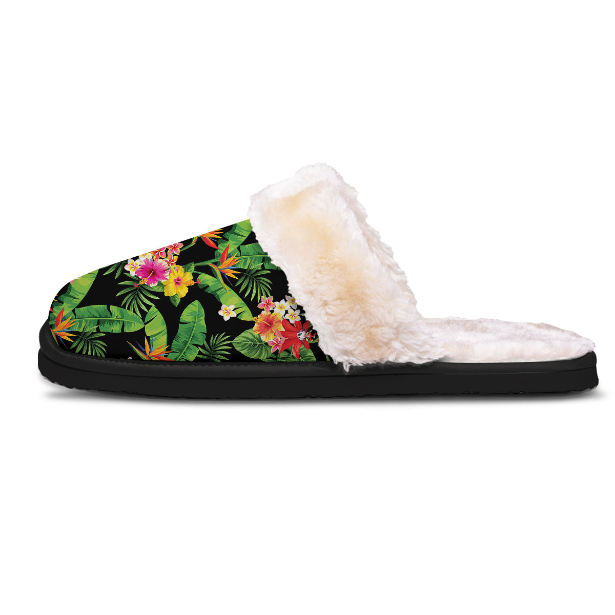 Hawaiian Flower And Tropical Leaf Print Pattern Slippers-grizzshop