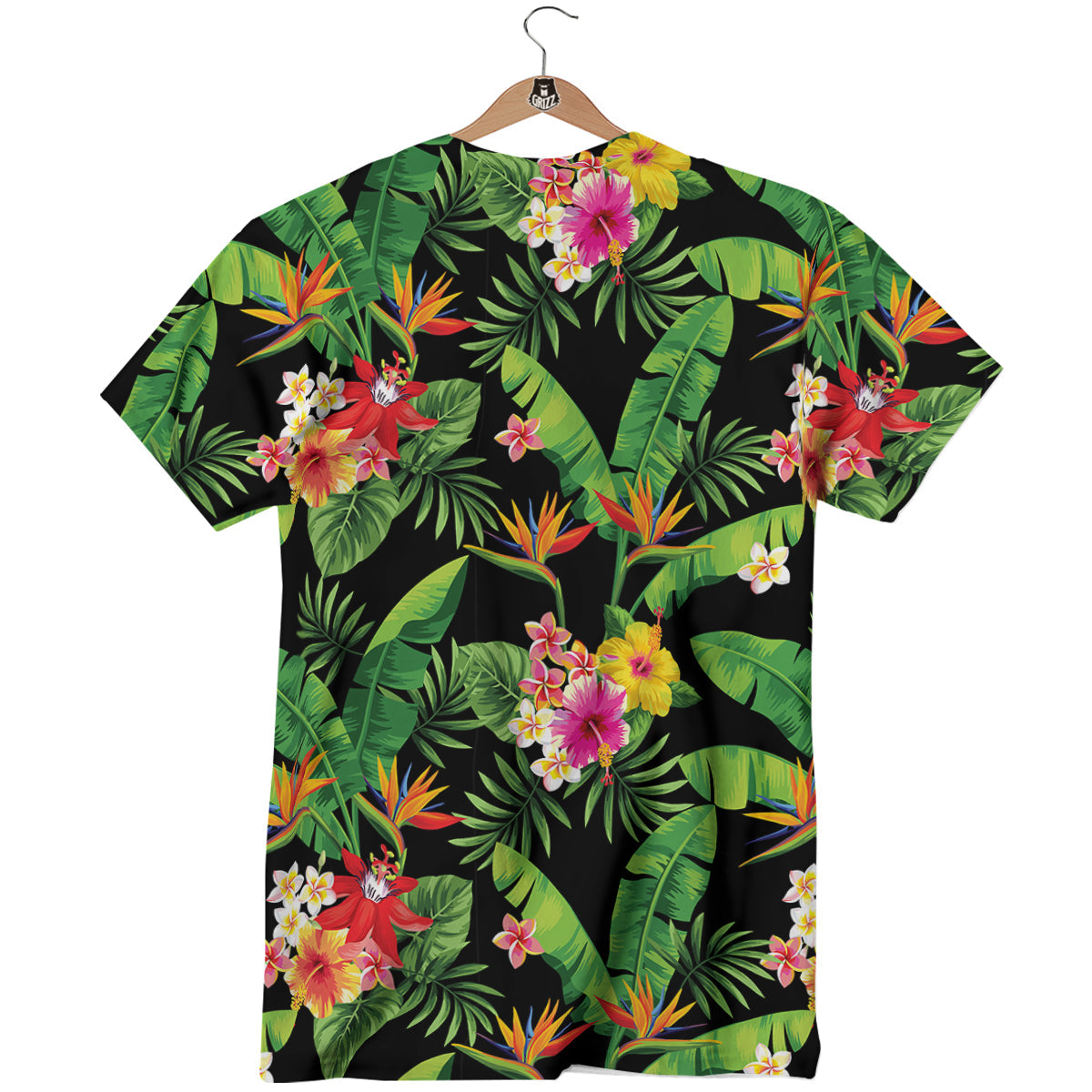 Hawaiian Flower And Tropical Leaf Print Pattern T-Shirt-grizzshop
