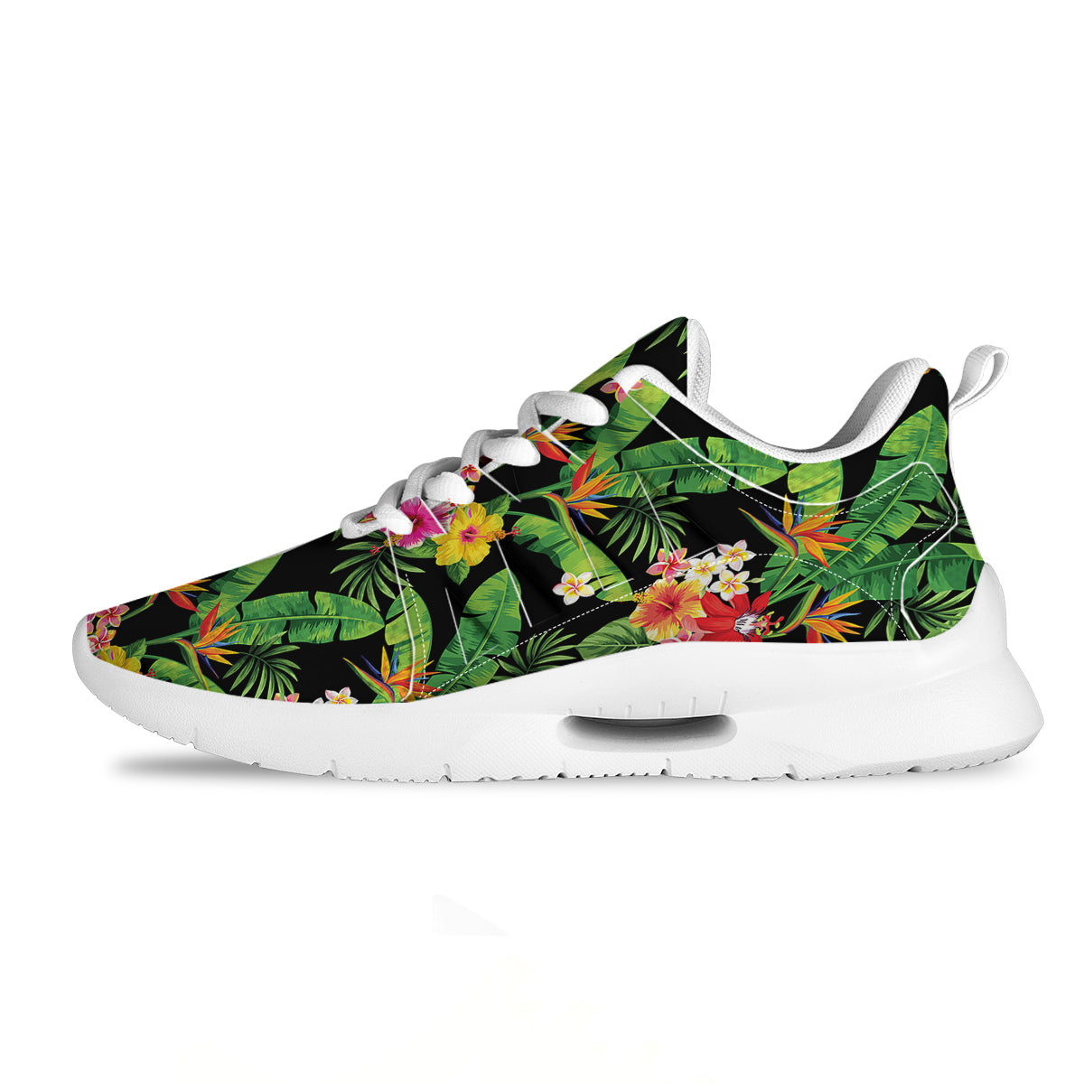 Hawaiian Flower And Tropical Leaf Print Pattern Tennis Shoes-grizzshop