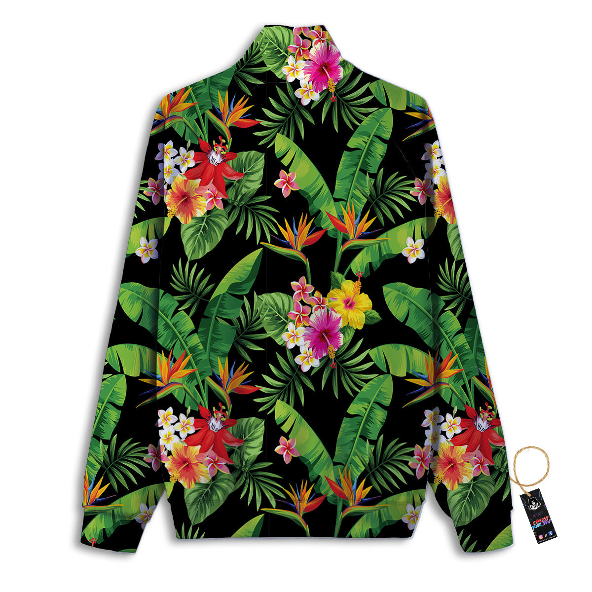 Hawaiian Flower And Tropical Leaf Print Pattern Track Jacket-grizzshop