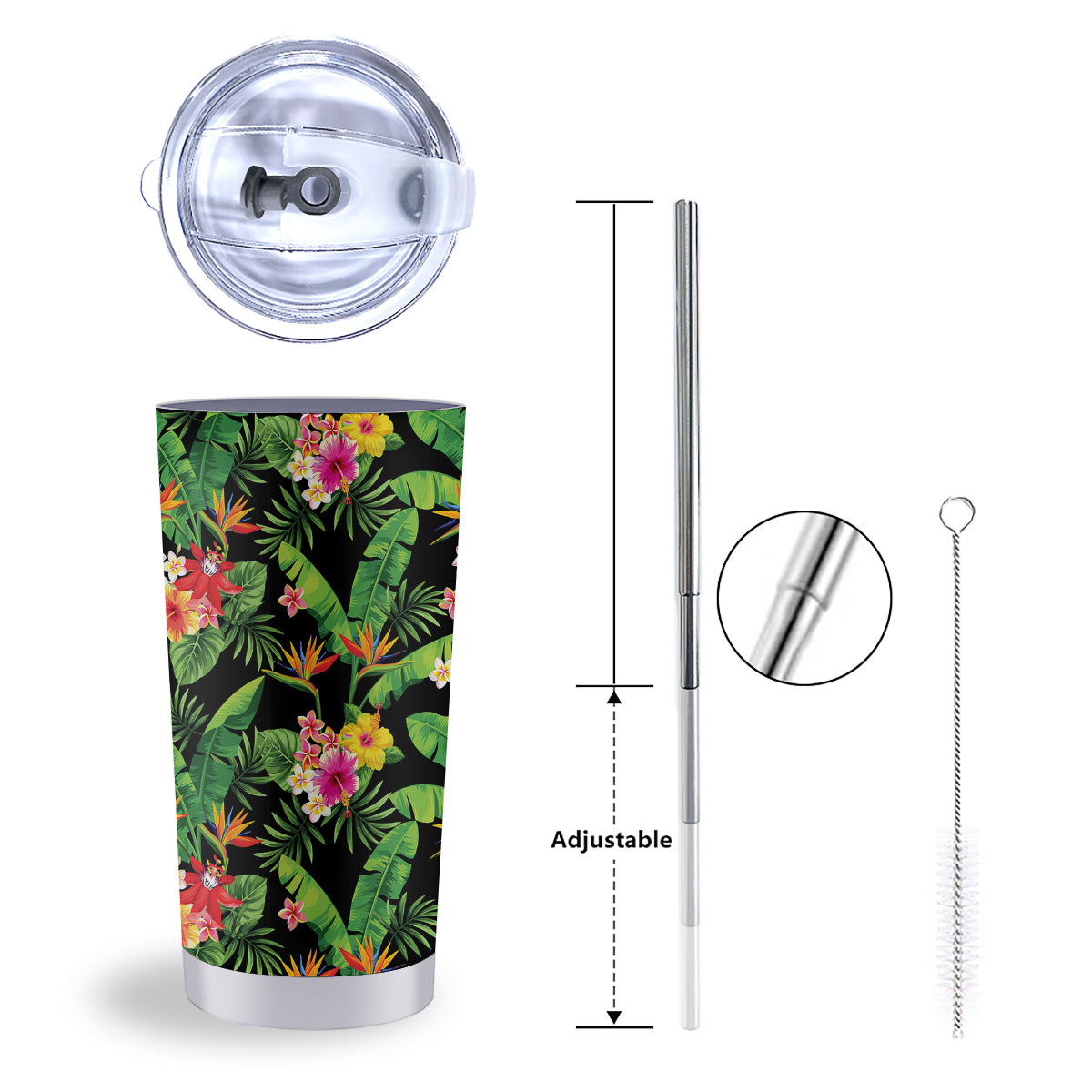 Hawaiian Flower And Tropical Leaf Print Pattern Tumbler-grizzshop
