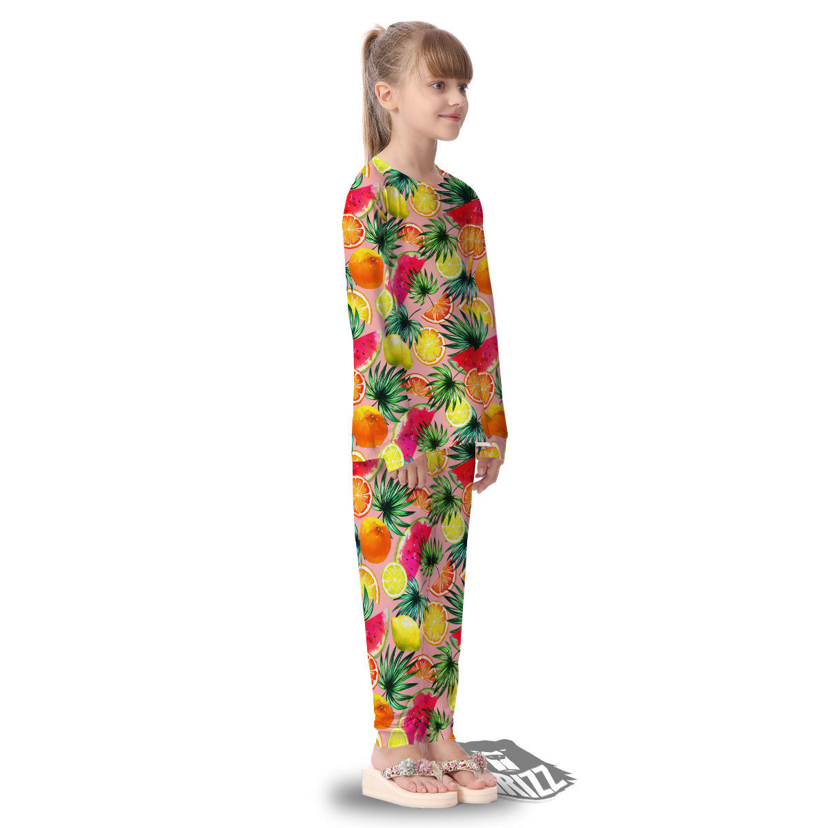 Hawaiian Fruits And Palm Tropical Print Pattern Kid's Pajamas-grizzshop