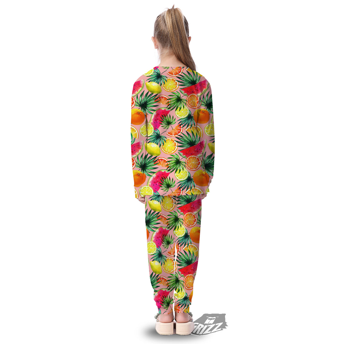 Hawaiian Fruits And Palm Tropical Print Pattern Kid's Pajamas-grizzshop