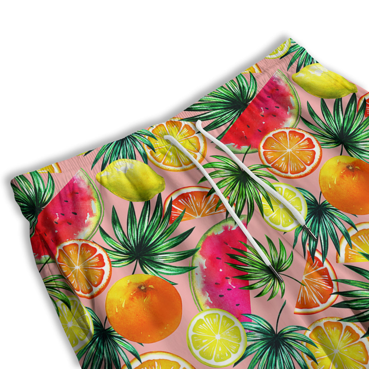 Hawaiian Fruits And Palm Tropical Print Pattern Men's Athletic Shorts-grizzshop