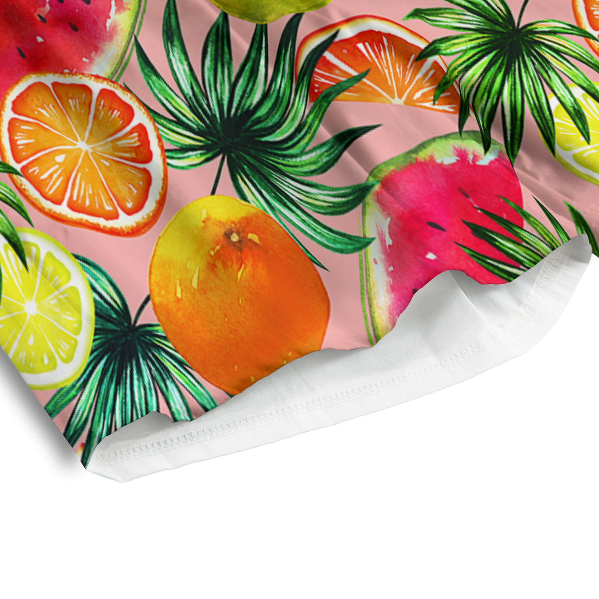 Hawaiian Fruits And Palm Tropical Print Pattern Men's Athletic Shorts-grizzshop