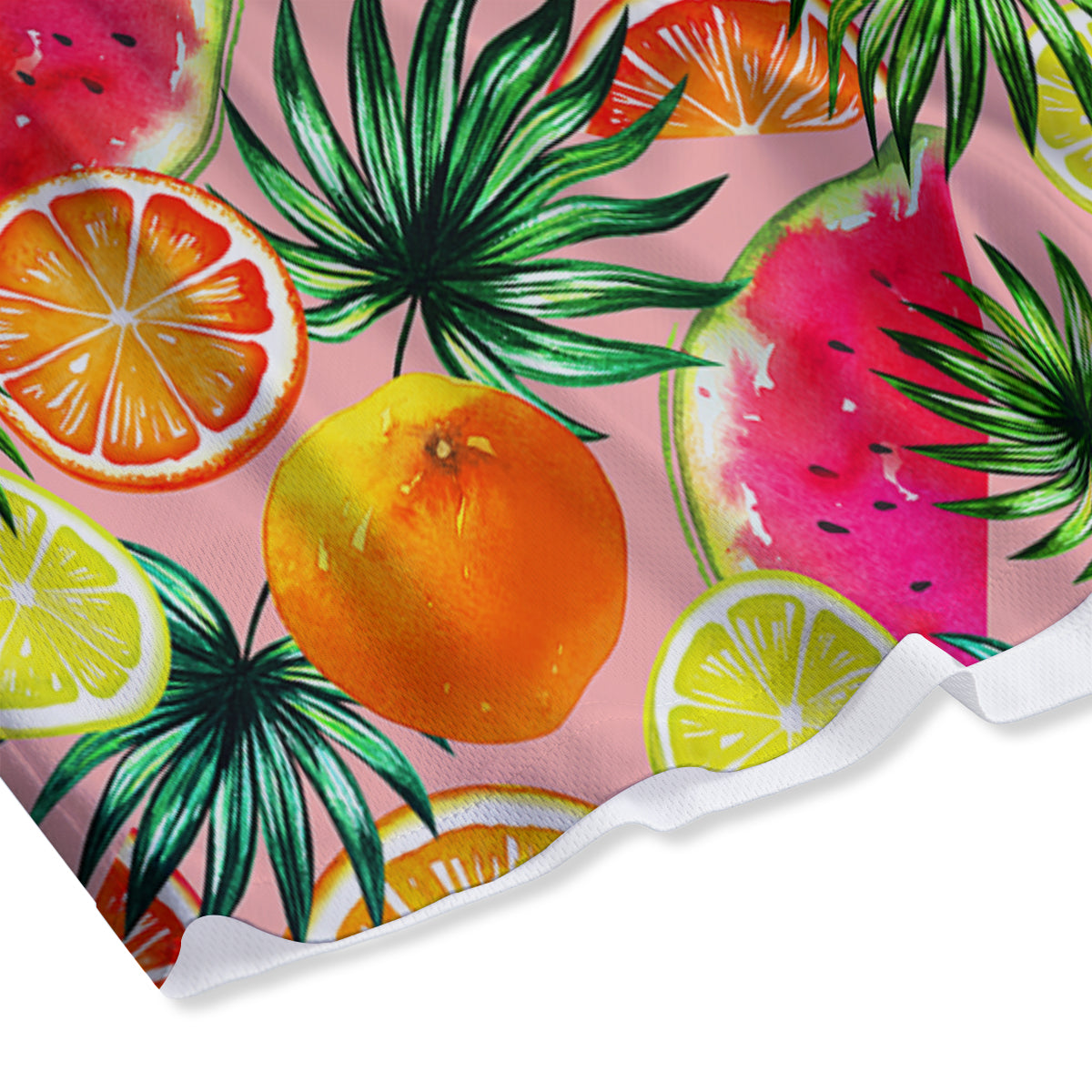 Hawaiian Fruits And Palm Tropical Print Pattern Mesh Shorts