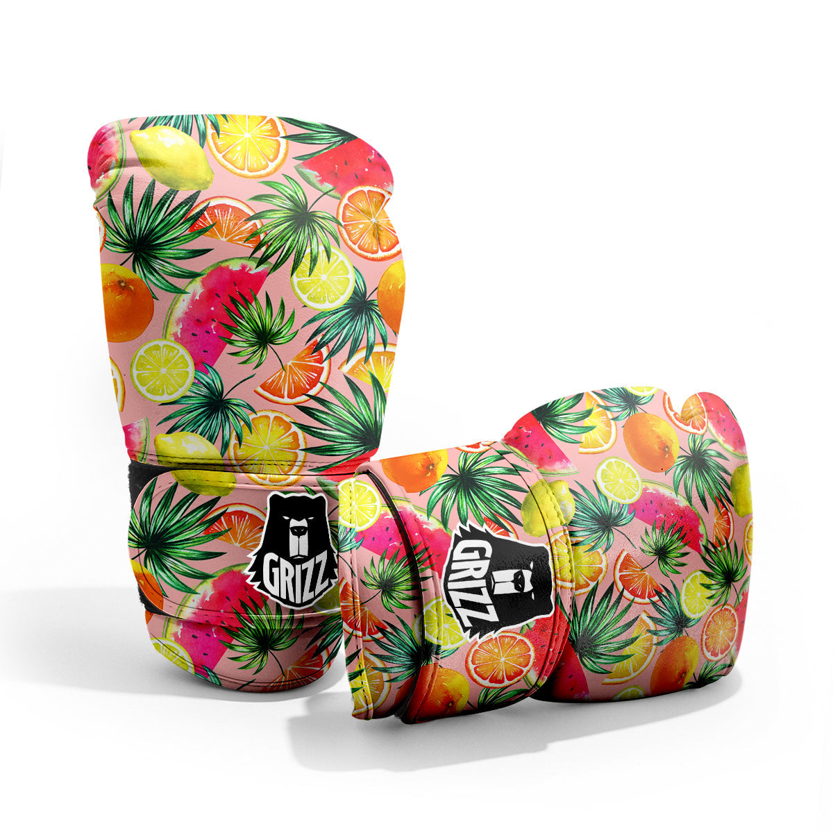Hawaiian Fruits And Palm Tropical Print Pattern Sparring Gloves-grizzshop