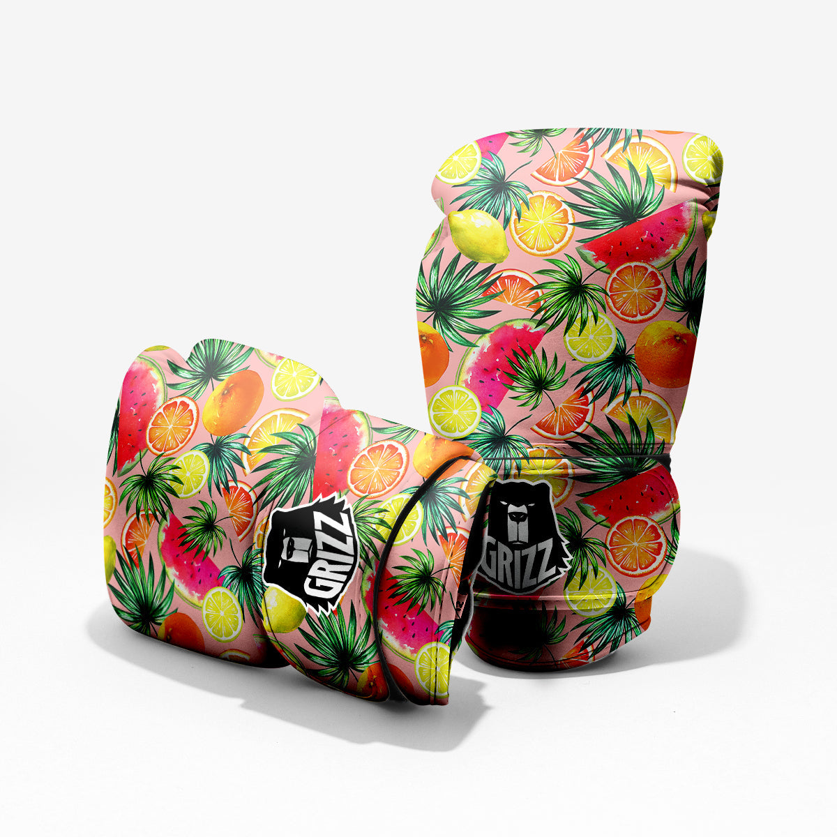 Hawaiian Fruits And Palm Tropical Print Pattern Sparring Gloves-grizzshop