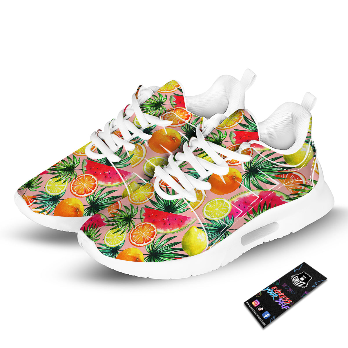 Hawaiian Fruits And Palm Tropical Print Pattern Tennis Shoes-grizzshop