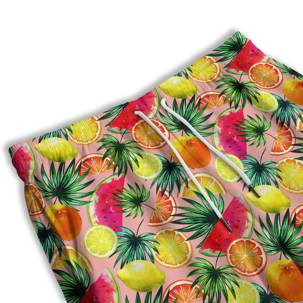 Hawaiian Fruits Pink Print Pattern Men's Athletic Shorts