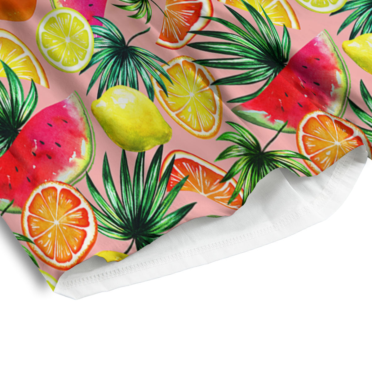 Hawaiian Fruits Pink Print Pattern Men's Athletic Shorts