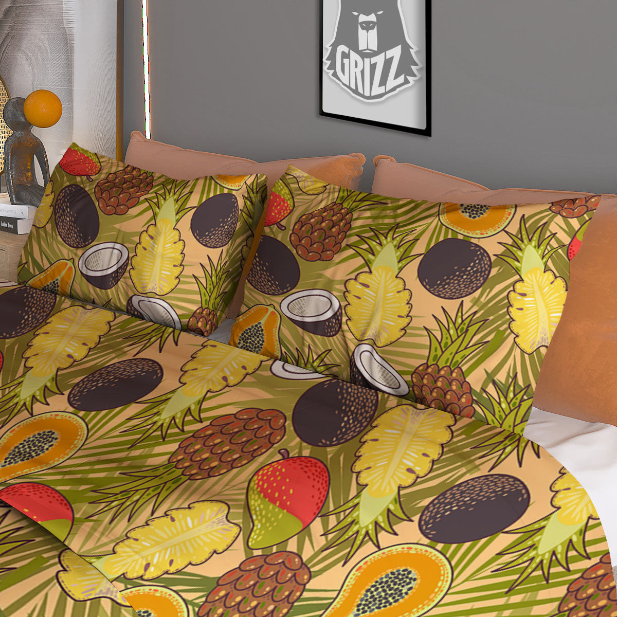 Hawaiian Fruits Tropical Print Pattern Duvet Cover Bedding Set