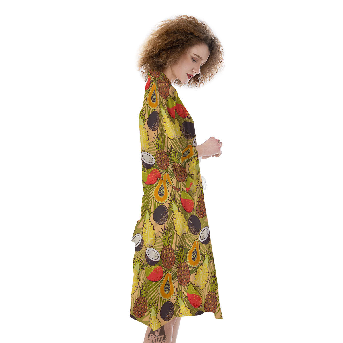 Hawaiian Fruits Tropical Print Pattern Kimono-grizzshop